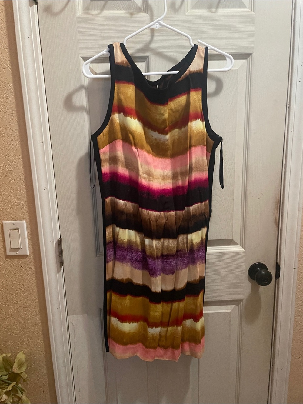 Striped Multicolor Sleeveless Dress - Black Trim